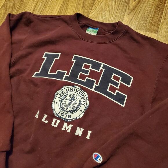 Vintage Champion Lee Alumni Sweatshirt Men Small Maroon White College University - Picture 1 of 7
